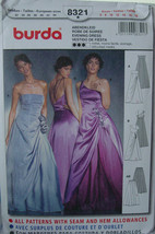 Pattern 8321 sz 6-18 Long Formal Dress, Strapless or One Shoulder - £7.98 GBP