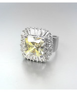 LUMINOUS 18kt White Gold Plated 12.46CT Canary Yellow CZ Crystals Cockta... - £31.96 GBP