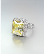 LUMINOUS 18kt White Gold Plated 12.46CT Canary Yellow CZ Crystals Cockta... - £31.96 GBP