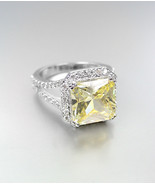 LUMINOUS 18kt White Gold Plated 12.32CT Canary Yellow CZ Crystals Cockta... - £31.96 GBP