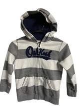 Osh Kosh BGosh Hoodie Boys size 7 Gray White Striped Heavy Fleece Full Zip - $14.07
