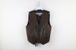 Vintage 90s Streetwear Mens XL Distressed Buckle Back Leather Vest Jacke... - $49.45