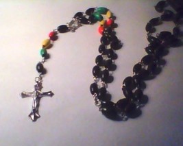 ROSARY WITH MULTICOLOR BEADS AND 36&quot; CHAIN - $10.00