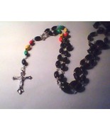 ROSARY WITH MULTICOLOR BEADS AND 36" CHAIN - $10.00