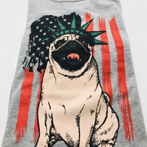 FOR THE LOVE OF PAWS PATRIOTIC PUG Dog Gray Graphic  T SHIRT Large - £15.87 GBP