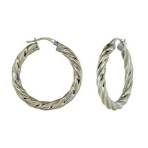 Round Twisted Hoop Earrings 14K Two-Tone Gold Made in Italy - £393.07 GBP