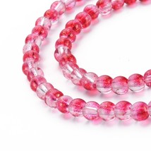 Z  Lot of 5 strands Painted Glass Beads Round Camellia gold foil 6mm HY7 - $10.44