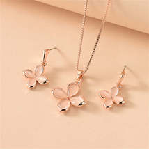 Cats Eye &amp; 18K Rose Gold-Plated Flower Drop Earrings &amp; Pendant Necklace - £10.92 GBP