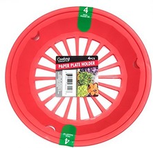 Tomato Red 10-3/8&quot; Plastic Paper Plate Holders, Set of 4 - £7.00 GBP