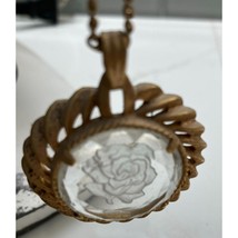 Vintage Clear Crystal Cameo Rose Pendant Necklace - £19.52 GBP