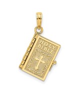 10K Yellow Gold Moveable Pages Holy Bible Pendant with the Lords Prayer  - $543.39 CAD