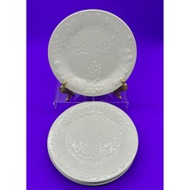 Lot Of 4 Gibson White Embossed Raised Fruit Design 7 3/4&quot; Salad Dessert ... - £18.00 GBP