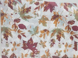 Thin Peva Vinyl Tablecloth 52&quot;x70&quot;Oval (4-6 Ppl) Fall,Autumn Colorful Leaves,Gr - £7.11 GBP