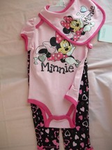 Disney Minnie Mouse Baby 3pc (Bib,Onesies&amp;Pants)-:6-9 Months-Light Pink/... - $353.68 MXN