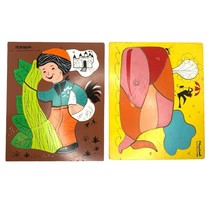 Playskool Wooden Puzzle Lot of 2 Jack and the Beanstalk 185-18 Whale 275-21 - £19.46 GBP