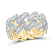 10kt Yellow Gold Mens Baguette Diamond Cuban Link Band Ring 2-1/3 Cttw - £1,571.59 GBP