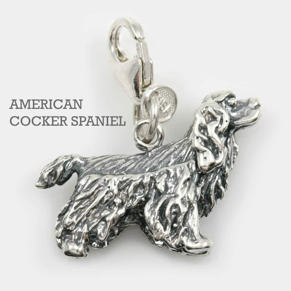 Primary image for American Cocker Spaniel Dog Charm 3 Dimensional Solid Sterling Silver