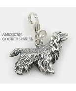 American Cocker Spaniel Dog Charm 3 Dimensional Solid Sterling Silver - $45.54