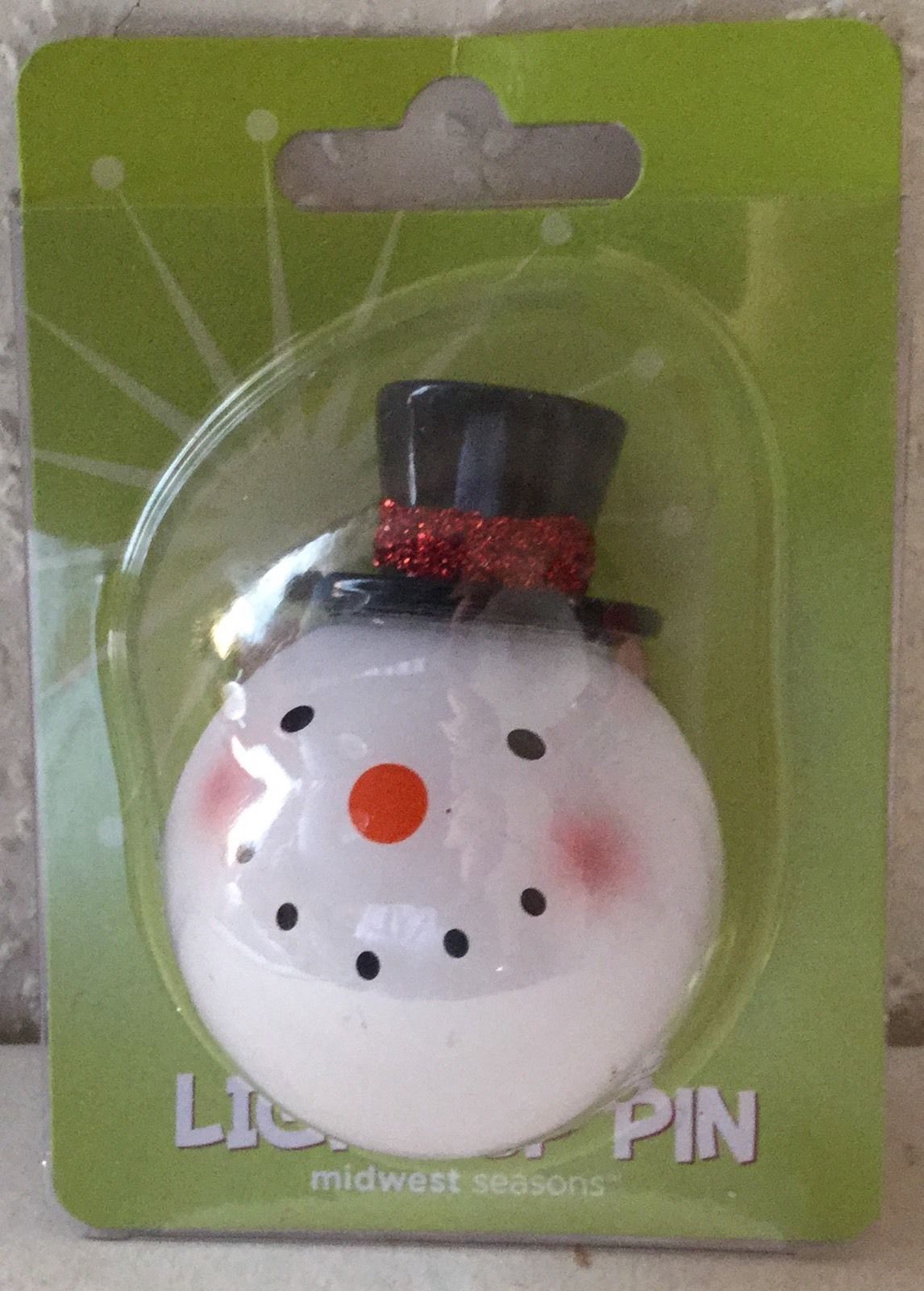 SNOWMAN Light Up Acrylic Pin - Battery Included, On/Off Switch NEW free Ship - $7.98
