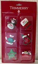 TRIMMERRY Holiday Clay Magnets - Lot Of 6 - Merry Christmas Teddy, Heart... - £3.88 GBP