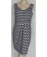 WHBM Size 6 Black White Zig Zag Tulip Dress Side Pockets Lined NWOT - £16.55 GBP