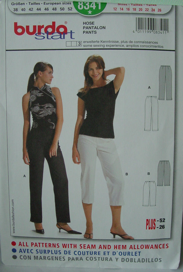 Pattern 8341 sz 12-26 Pants, Ankle or mid Calf Length  - $5.69