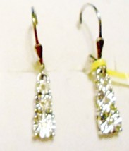 White Diamond Round 3-Stone Dangle Earrings, Platinum / Silver, 0.050(TCW) - £31.26 GBP