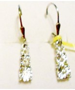 White Diamond Round 3-Stone Dangle Earrings, Platinum / Silver, 0.050(TCW) - $39.99