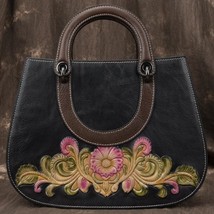 Retro Genuine Leather Women Bag  New Large Capacity Casual Tote Handmade Embossi - £115.90 GBP