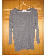 Fresh Produce Top L Black Narrow Stripe V-Neck 3/4 Sleeve - €14,94 EUR