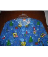 Spongebob Squarepants Christmas Scrub Top Jacket XS Nickelodeon - $32.18