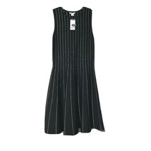 Bar III Womens Black Silver Stripe Sleeveless Stretch Dress Size Medium New - £15.63 GBP