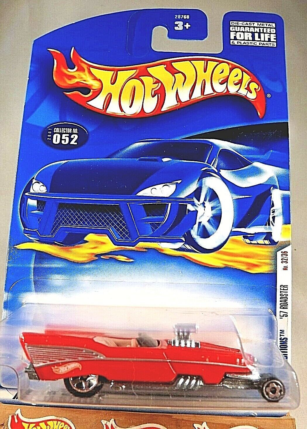 2001 Hot Wheels #52 First Editions #32/36 '57 ROADSTER Red w/Chrome 5 Sp-FrontMW