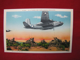 Vintage N-666 US Planes and Tanks During Maneuvers Postcard #69 - $19.79