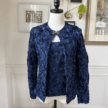 Cachet Dark Blue 2pc Formal Jacket Tank Soutache Sequin Rhinestone Clip 6 - $36.00