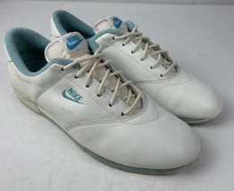 Vintage Nike Sneakers Womens 10 White Blue Shoes Taiwan Trainer 1984 80s - £39.14 GBP