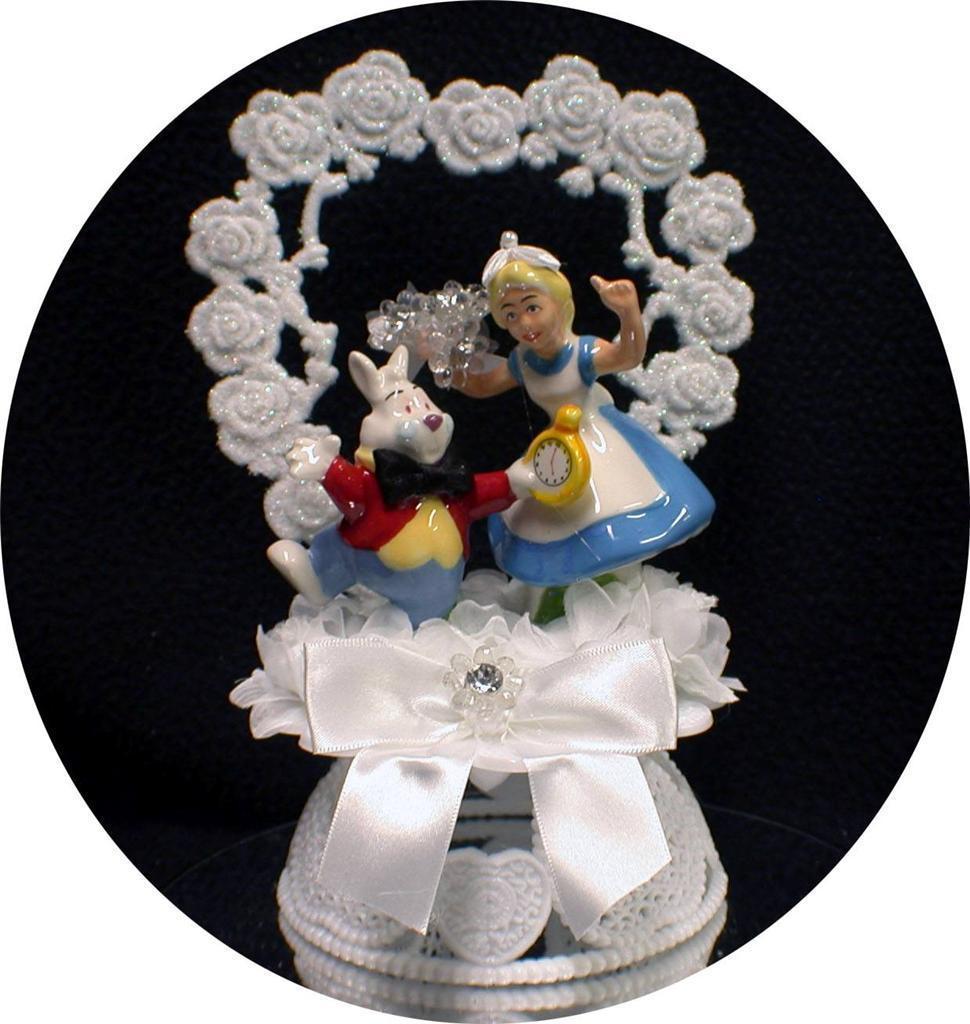 "ITS TIME" Cute Rabbit ALICE IN WONDERLAND  Wedding Cake Topper Funny  Groom top - $54.25
