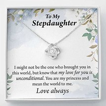 to My Stepdaughter Unconditional Love Message Card Necklace Love Knot Stainless  - £43.48 GBP