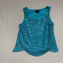 Sequin Girl’s Tank Top Turquoise Blue Green Vacation Cute Adorable - £7.75 GBP