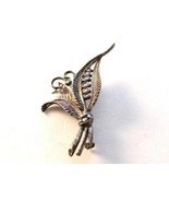 Vintage Marcasite Sterling Silver Leaf Brooch - £43.51 GBP