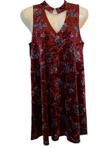 Moon River Dress Womens Size S  Maroon Floral Boho Velvet Festival Party Tunic - £10.09 GBP