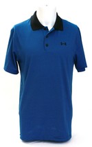 Under Armour UA Golf Blue &amp; Black Stripe Short Sleeve Polo Shirt Men&#39;s NWT - £47.78 GBP