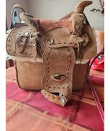 NEW Western Saddle Purse Leather Handbag , SADDLE TAN, 7&quot; SADDLE, SUEDE ... - $608.14 CAD