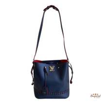 Authentic Louis Vuitton Soft Calfskin Braided Marine Rouge Lockme Bucket Bag - £2,688.45 GBP