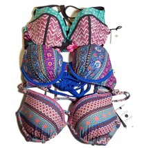 Shade &amp; Shore Bikini Tops Women 34 C Floral Paisley Strapless Halter Lot of 3 - £14.99 GBP