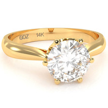 Crown Setting White Topaz Engagement Ring In 14k Yellow Gold - £355.13 GBP