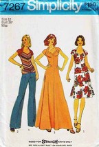 Vintage 1975 Misses&#39; DRESS, TOP &amp; SKIRT Simplicity Pattern 7267-s Size 12 UNCUT - £11.19 GBP