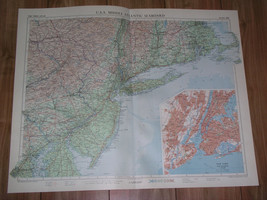 1957 Vintage Map Of New York New Jersey Connecticut Scale 1:1,000,000 - £23.71 GBP