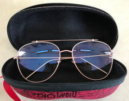 Vt 80s Style Clear Lens Aviator Faux Fake Glasses Matte Pink Metal Frame... - £15.74 GBP