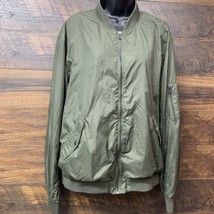 Women’s H&amp;M size 12 Large  Insulated Bomber Jacket Full Zip 5622 Military Green - £10.79 GBP